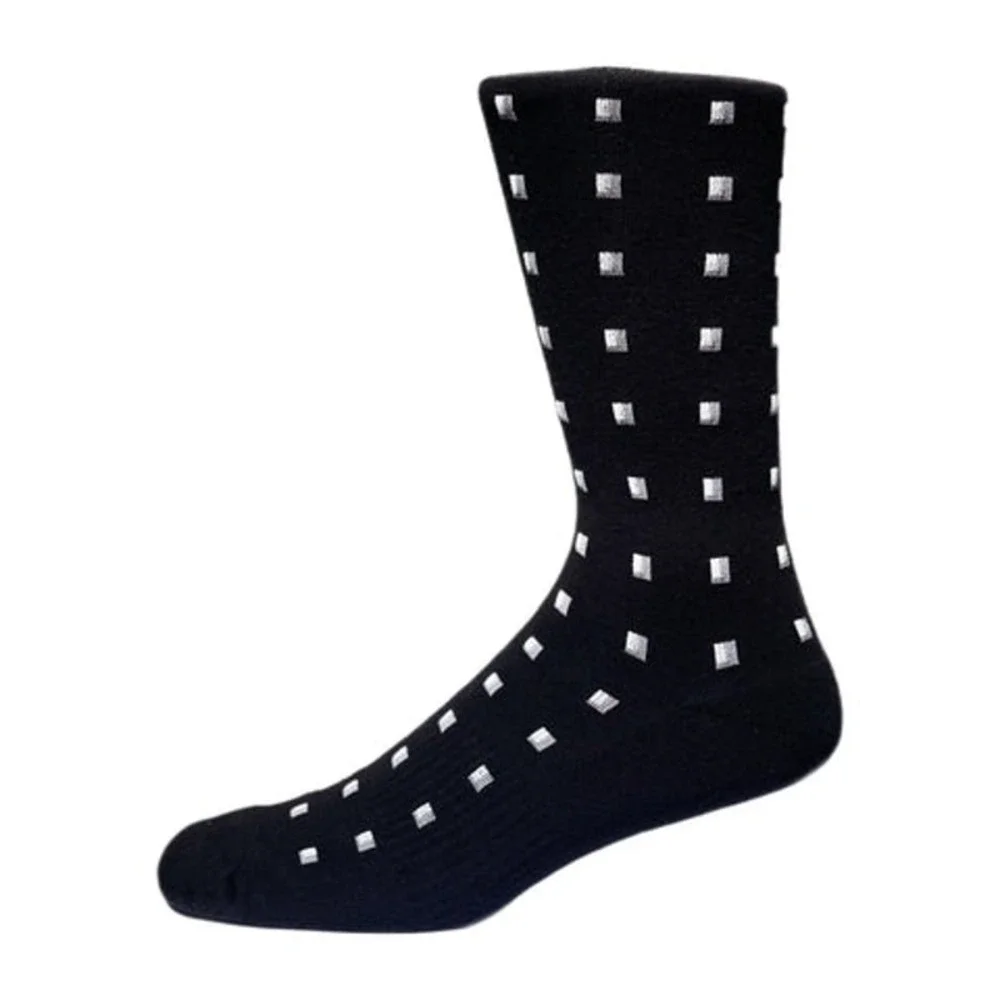 Black Crew‎ Cotton Pattern Socks Mens LARGE Alchester Clayton Dress Luxury NEW
